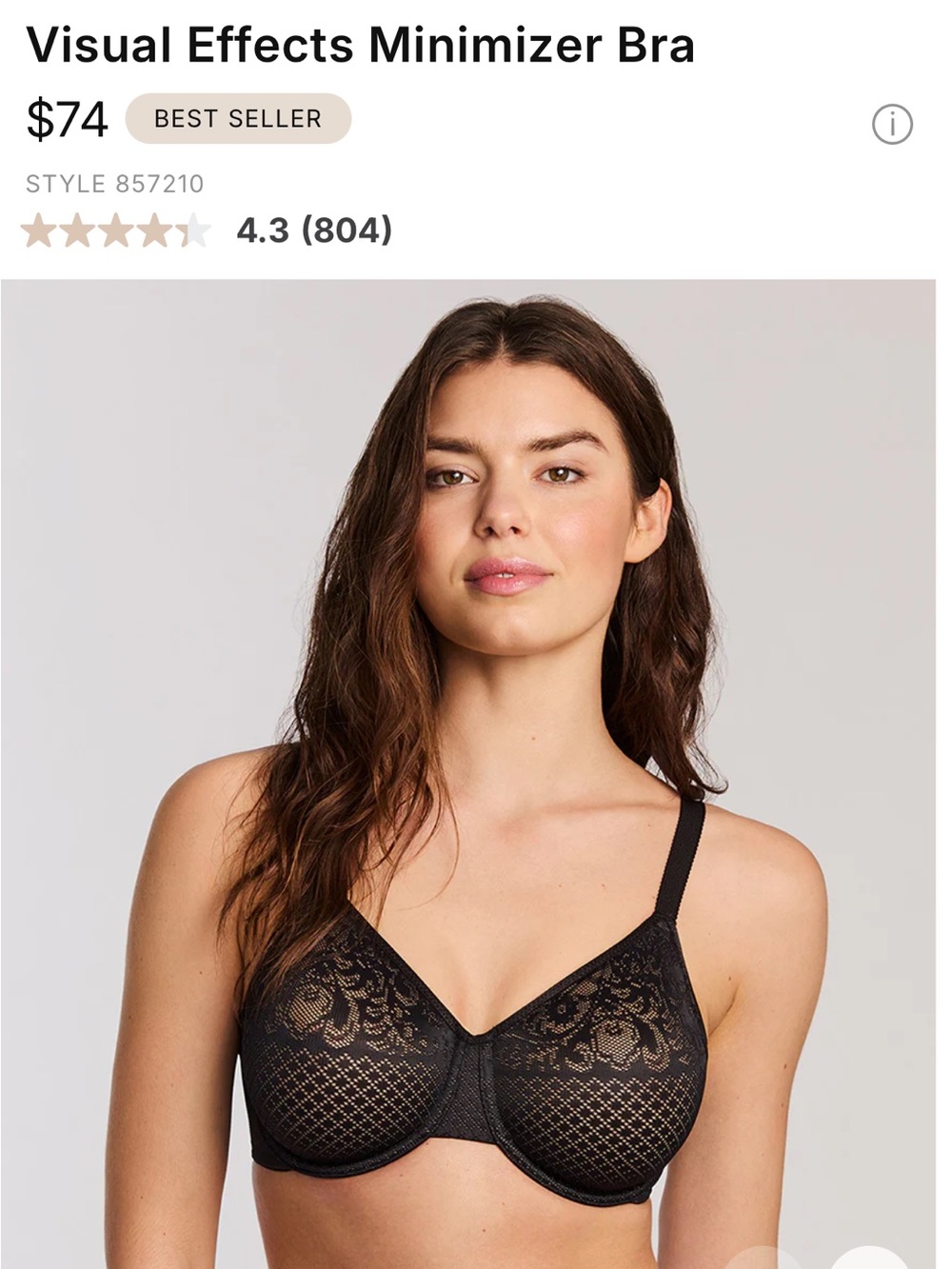 Wacoal Black Lace Visual Effects Minimizer Bra